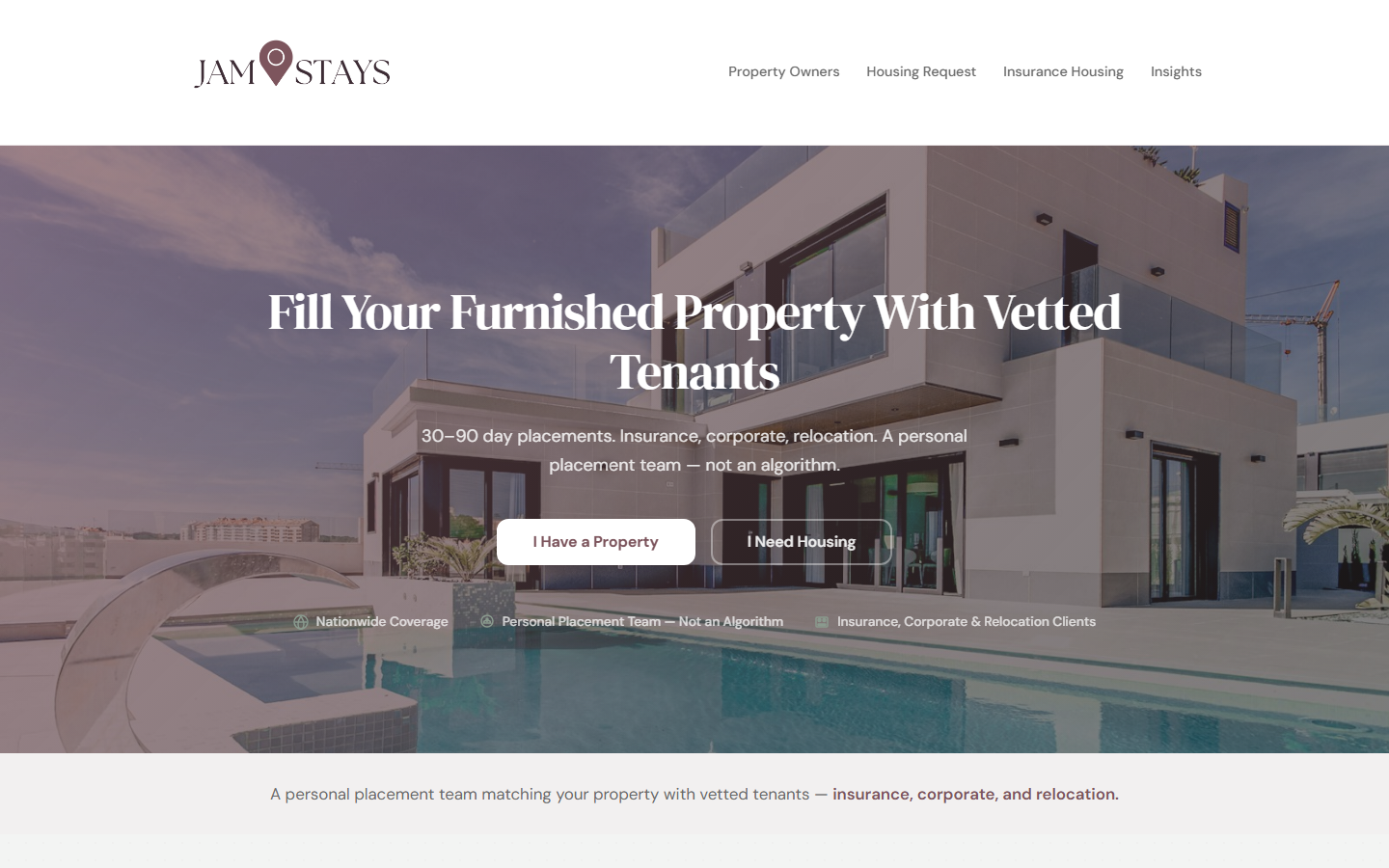 JaM Stays homepage