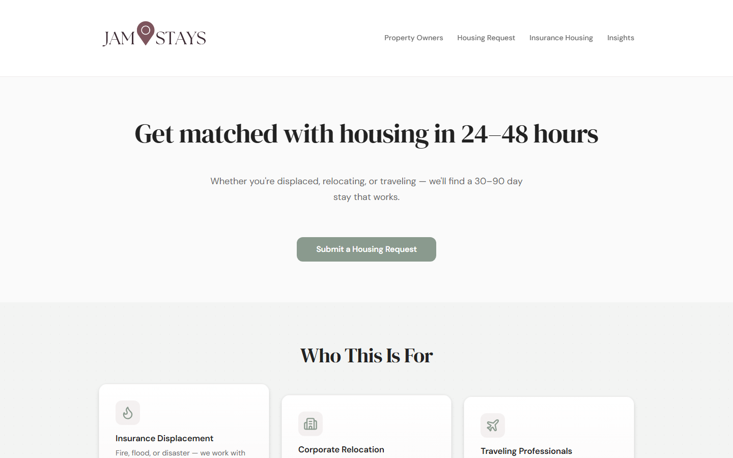 JaM Stays housing request form