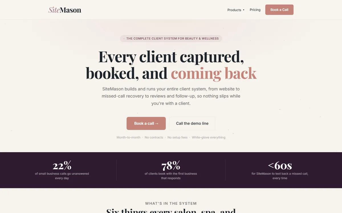 SiteMason homepage hero